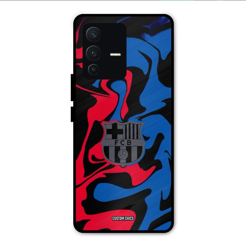 Image of PrintShield FC Barcelona Comic Back Cover for Vivo V23 Pro, Shockproof Printed Phone Case with Soft TPU Sides & Anti-Slip Grip