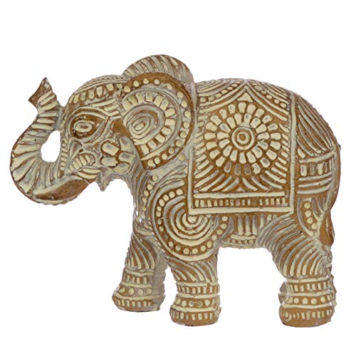 EliteKoopers 1Pcs Small White and Gold Decorative Thai Brushed Elephant For Best Gifting Sculpture Decor Ornament