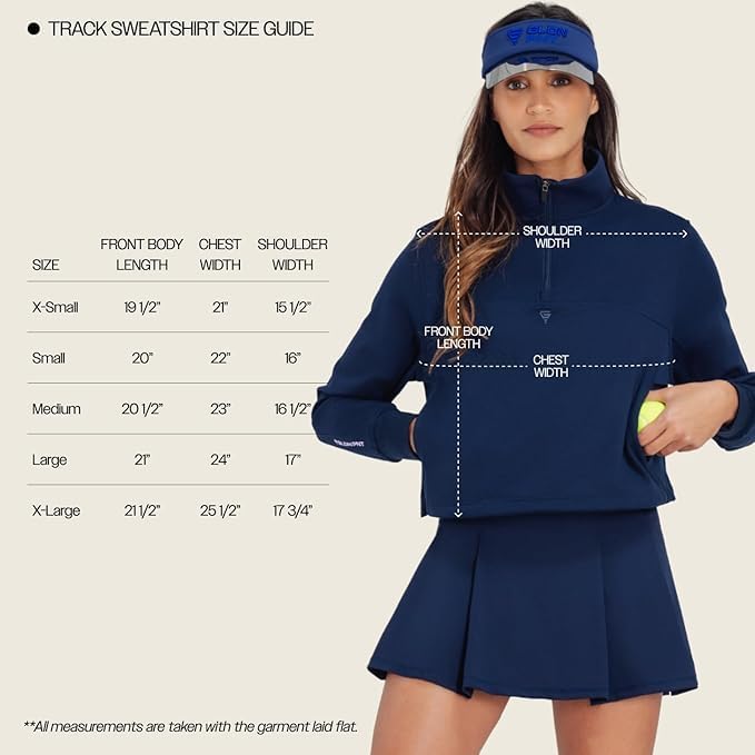 Women’s Track Sweatshirt, Cropped Quarter-Zip Mock Neck Jacket with Adjustable Hem & Rubber Logo for Padel,Pickleball &Tennis - Image 7