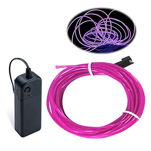 Image of MaxLax EL Wire Purple, 9.8ft /3m Portable Battery Pack Neon Light Strip 360 Cuttable Glowing Rope Lights for Parties, Halloween, DIY Decoration