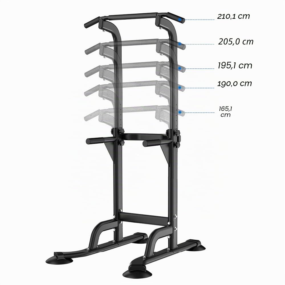SDHYL Power Tower Dip Station Sbarra Sollevamento Impugnature per Flessioni Trazioni Addominale e Schiena Regolabile di Forza per Allenamento Fitness Adatto per Palestra Domestica Allenarsi