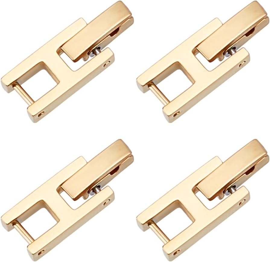 WEBEEDY 4 PCS Fold Over Clasp Set for Bracelet or Watch Stainless Steel Watch Extension Clasp Square Metal Strap Replacement Accessories for Jewelry Making Women Adults DIY Craft,Gold,20x7mm