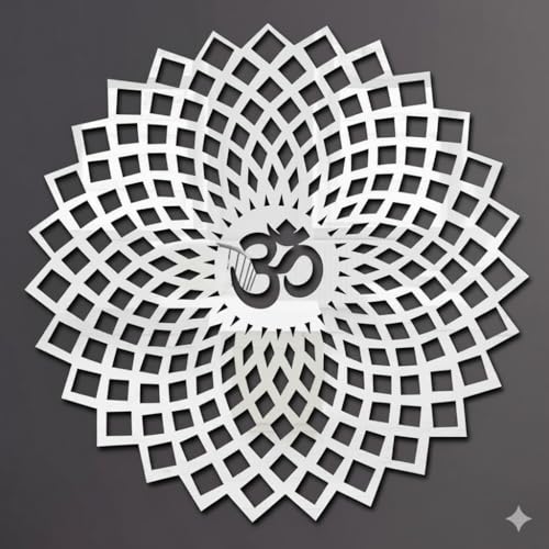 Image of Mandala Om 3D Acrylic Mirror Wall Sticker | Silver Decorative Om Wall Art for Living Room, Hall, Bedroom, Kids Room, Home & Office | Self-Adhesive Spiritual Mirror Wall Decor