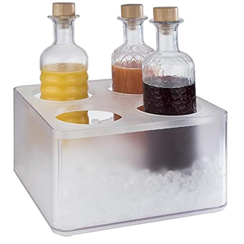 APS 93230 Kühlbox "FROSTY" - Transparente Eisbox mit herausnehmbarem Einsatz für 4 Flaschen - Abmessungen: 27 x 27 cm, Höhe: 15 cm, Volumen: 7,5 Liter