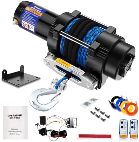 Anbull Treuil électrique 12V 4 500 LBS / 2045 Kg, Corde Synthétiq...