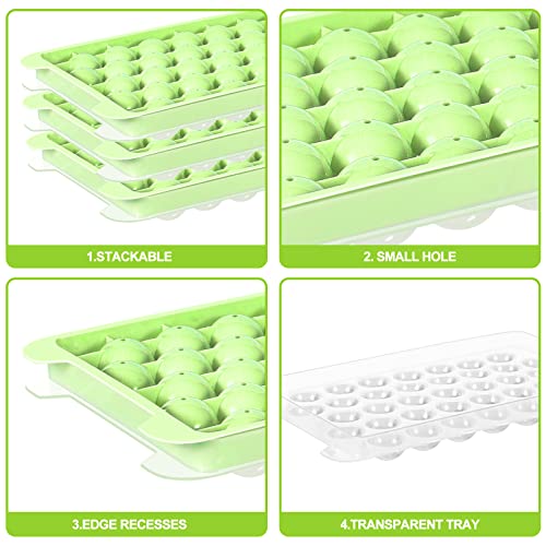 Round Ice Cube Trays For Freezer, 111Pcs×1In Circle Ice Cube Tray With Lid And Bin, Easy Release Sphere Ice Cube Mold, Ball Ice Cube Tray For Chilling Cocktails Whiskey Coffee Tea #TOP3