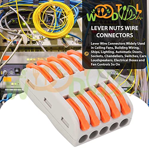 Image of Splicing Wire connectore - Electrical Wire Connectors - 5 to 5 Circuit Inline Splices - Fast Connection Terminal (4pcs, 5 to 5 Inline, Orange)