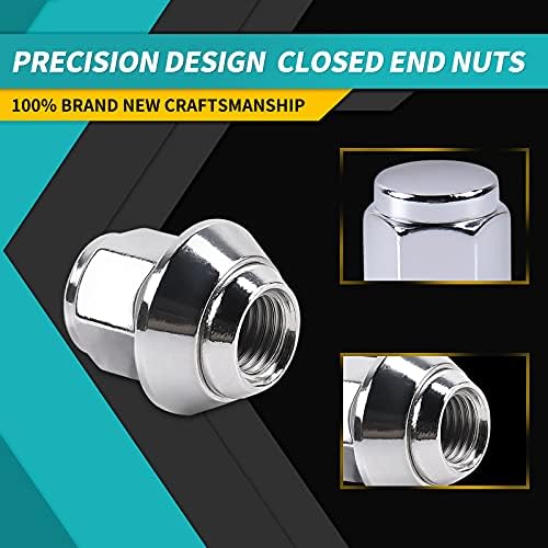 ZOFFI M12x1.5 Chrome OEM Factory Style Large Acorn Seat Lug Wheel Nuts for Most Ford Fiesta Focus Fusion Alloy Wheels - 20pcs Chrome Closed End M12x1.5 Lug Nuts