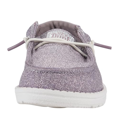 Image of HEYDUDE Girl's Youth Wendy Metallic Sparkle Slip On Shoe | Glitter Upper | Easy On Elastic Lace Sneaker