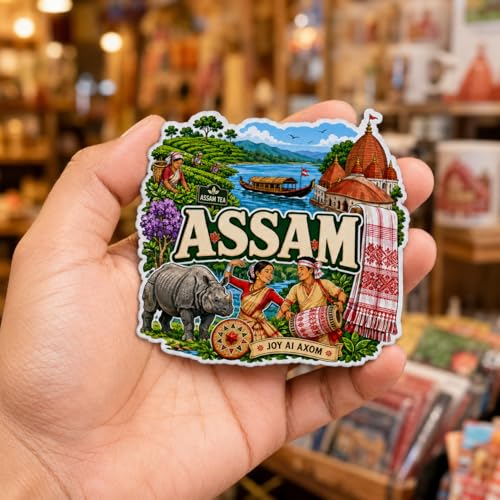 Image of Zesta Wooden Fridge Magnets Set | Refrigerator Decor Magnets for Kitchen | India Souvenir Fridge Magnet Collection | Wooden Magnet for Fridge Door Decoration (Assam)