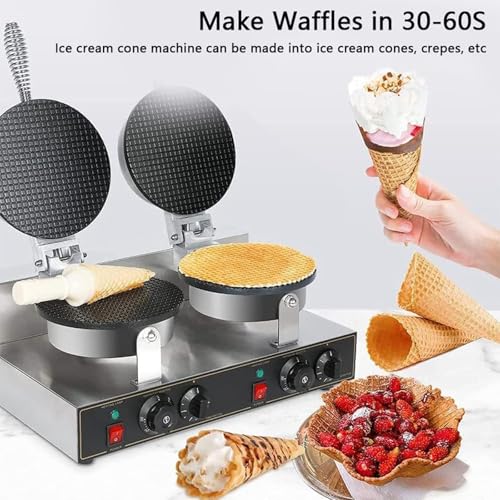 Piastra elettrica per Waffle, Macchina per involtini Primavera in Acciaio Inox Antiaderente, Temperatura Regolabile da 50 a 300 °C, teglia compatta per Coni Gelato Fai da Te per us,
