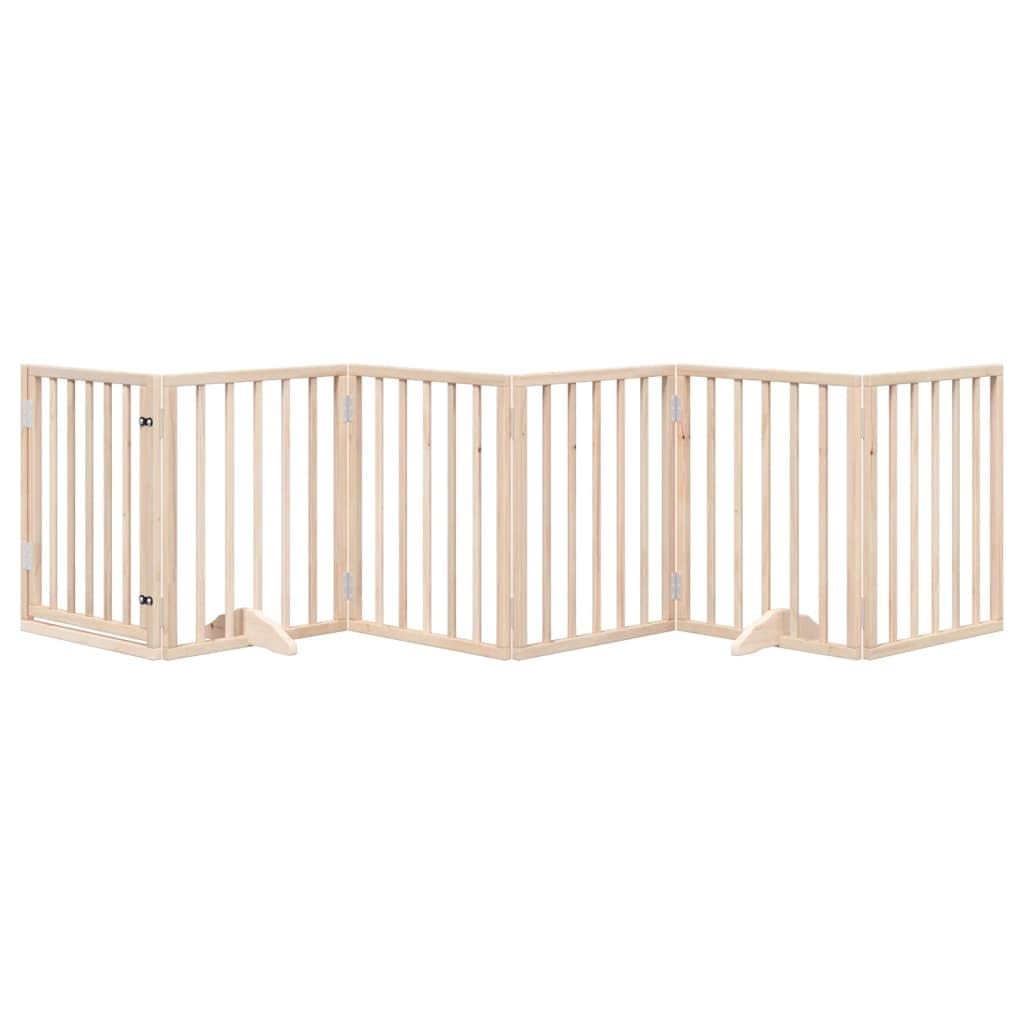 Rejilla para perros con puerta plegable, 6 paneles, madera de álamo de 300 cm, protección independiente, cerca, barrera de seguridad interior y exterior para perros, cachorros, entrenamiento