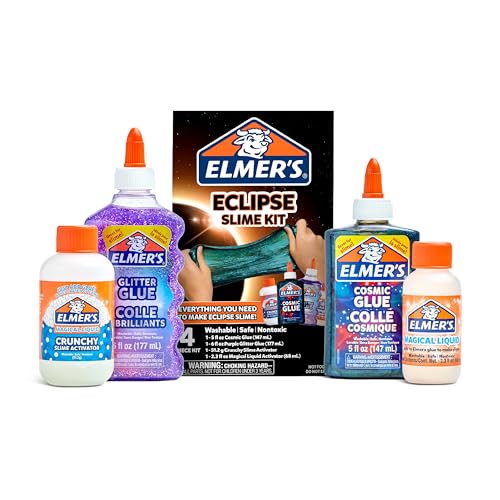 Image of Elmer's Eclipse Slime Kit, Slime Supplies Includes Cosmic Glue, Purple Glitter Glue, Original Activators and Crunchy, 4 Count