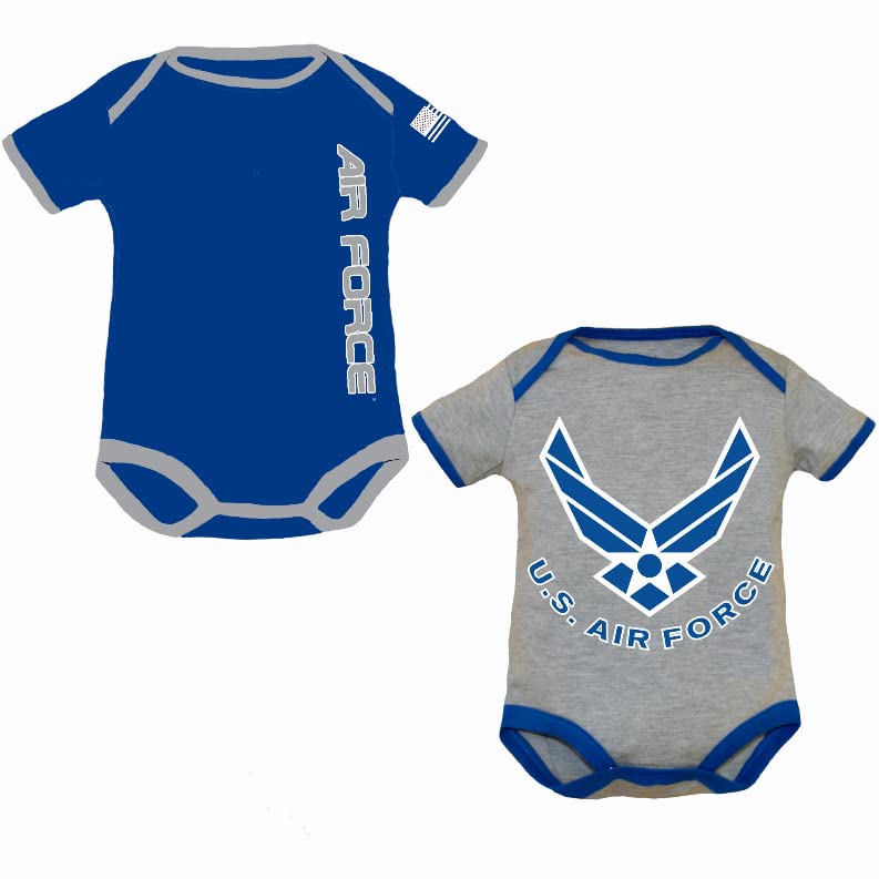 Image of TROOPER Clothing Air Force Infant 2 Pack Bodysuits (3-6 Months) Blue