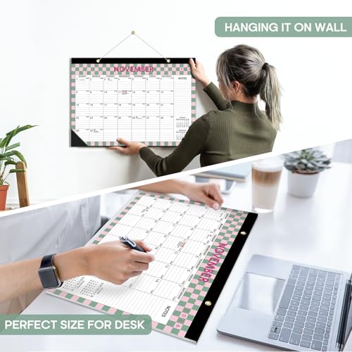 Image of Desk Calendar 2026-2027, 21-Month Calendar Runs Unitl June 2027, Large 17 inch x 12 inch Monthly Desktop & Wall Calendar for Home & Office - Checkered