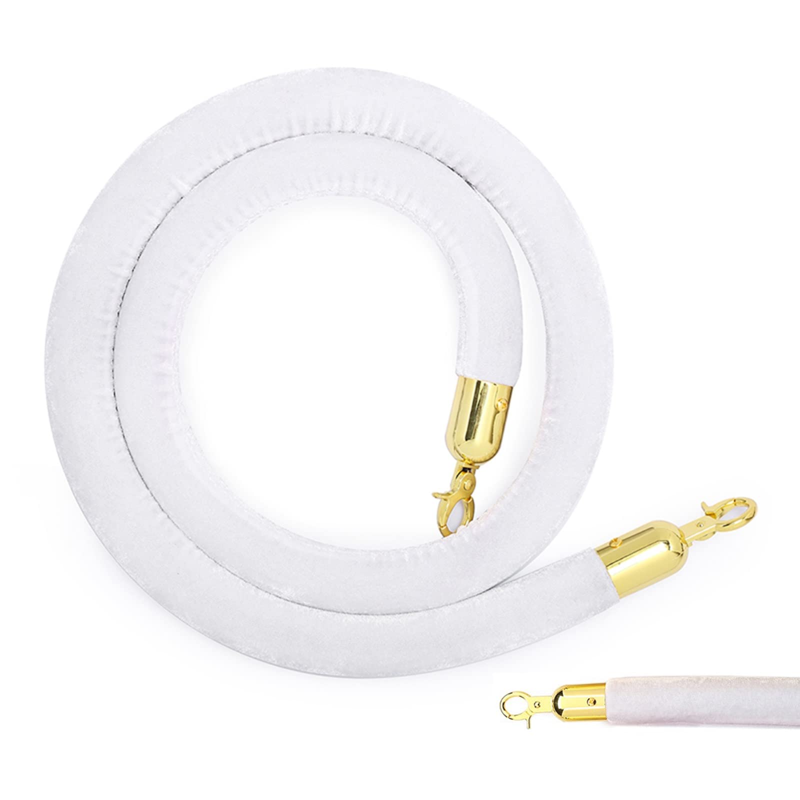 Guardrail rope， Barrier Ropes with Stainless Steel Hooks, Hospital/Bank Crowd Control Queue Stanchion Rope, for Hotel Celebration(White,1M/39Inch/3.3Ft)