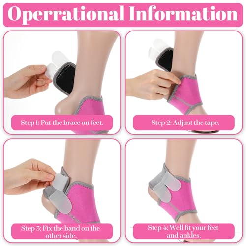 Image of 2Pairs Kids Ankle Brace with Adjustable Compression Sleeve and Knitted Sock | Ankles Wraps Support for Injury Prevention, Kids Ankles Brace for Sports (Pink, Size 27-32)