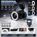 HD-130 Macro LED Anneau Flash Light avec LCD Contrôle de l'alimentation d'affichage 3000-15000K GN15 3 Diffuseurs 8 Anneaux d'adaptateur pour appareils photo