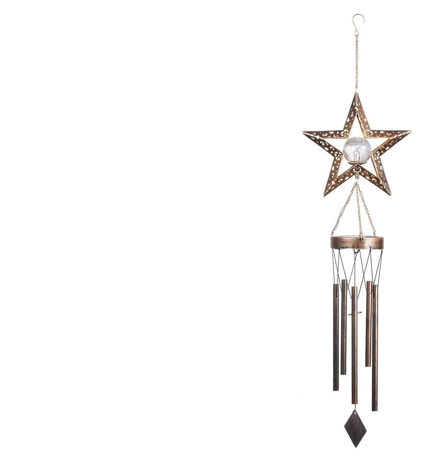 Outdoor Wind Chimes Outdoor Metal Wind Chimes Moon Sun Stars Chim Unique Bells For Outside Waterproof Home Decor(Star)