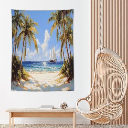 Tapiz de palmeras verticales para decorar una sala de estar moderna 5