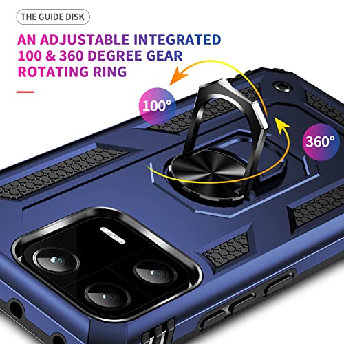 Image of ShieldTech Back Cover for Redmi Note 13 Pro 5G | Rugged Armor Case with Ring Stand | 360 Protection | Shockproof | Camera & Screen Guard (PC, Blue)