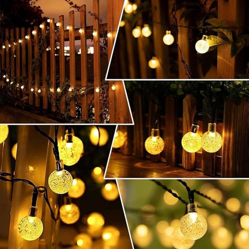 Image of Kyraton 20 LED Solar Globe String Lights - Waterproof Outdoor Fairy Lights with 8 Modes | Warm White Decorative Lights for Garden, Patio, Balcony & Festive Decor