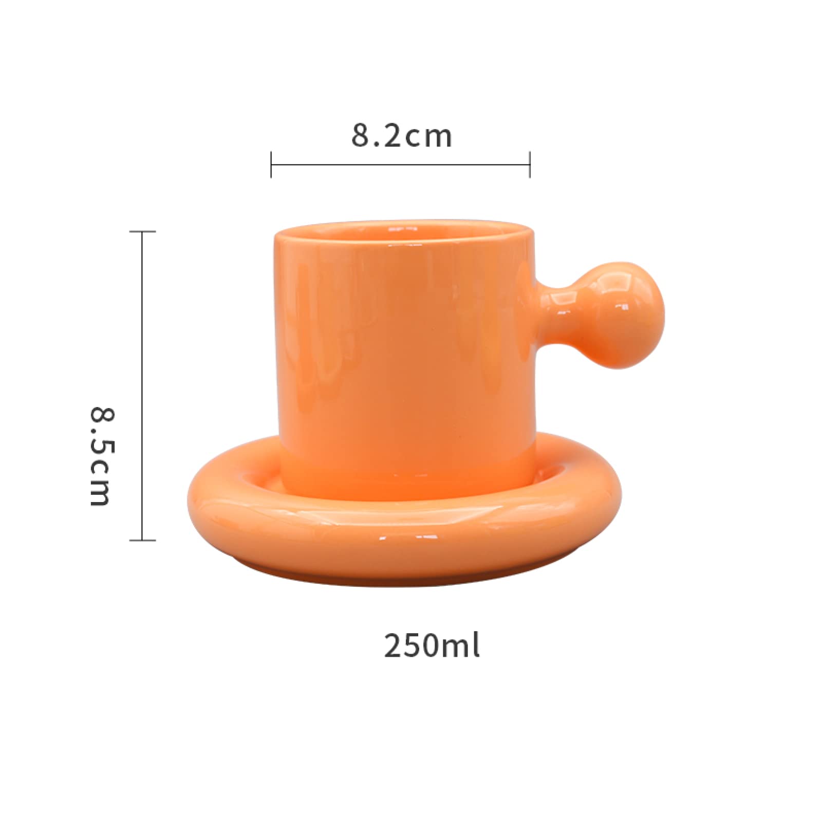 Tazza da caffè in ceramica Tuorlo d'arancia con piattino Tazza da tè Tazza da caffè in ceramica Tazza Regalo per ufficio e casa