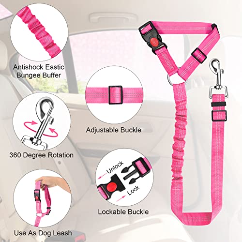 image for BWOGUE 2 Packs Dog Cat Safety Seat Belt Strap Car Headrest Restraint A