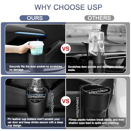 Image of STHIRA Car Cup Holder Utility Car Accessory, Fashion PU Storage Pouch with Back Clip, Clip-on Removable Car Cup Holder Trash Bin for Car Door, Backseat, 11x15cm