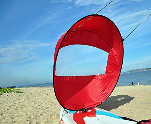 Diintor 42inch Wind Sail, Fold-able Downwind Sail for Kayaks, Canoes, Inflatable Boats, Paddle Board (Red)