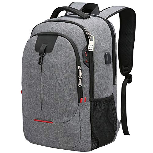 JHLD Sac à Dos Ordinateur Portable, Affaires Sac A Dos PC Portable Imperméable Antivol Sac à Dos Pour Ordinateur Portable Sac à Dos De Voyage Avec USB Charging Port Pour HommeFemmes-gris-17.3 pouce Cover