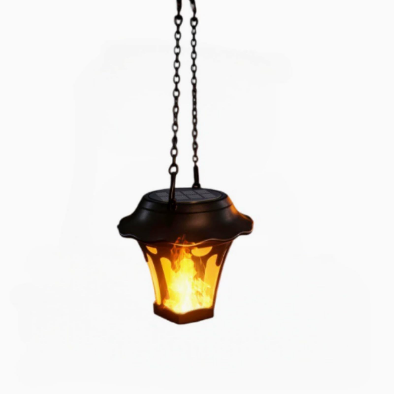 Solar Lanterns for Outside Garden, Flame Hanging Solar Lights Outdoor Garden with 43cm Chain and Hook, Waterproof Metal Outdoor Lanterns for Outside Patio Courtyard Pathway (Chain)