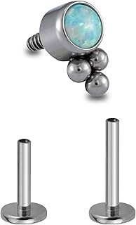 Tragus Conch Helix Flat Labret Piercing Jewelry 16G 6mm 8mm - ASTM F136 Titanium Cartilage Earring Flatback Stud, Implant Grade Internally Threaded Hypoallergenic Body Jewelry (Clear CZ)