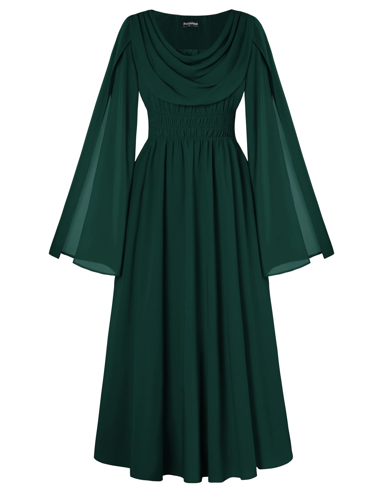 Scarlet Darkness Renaissance Dress for Women Cowl Neck Split Long Sleeve Medieval Costume with Pockets Green XXL — image 1
