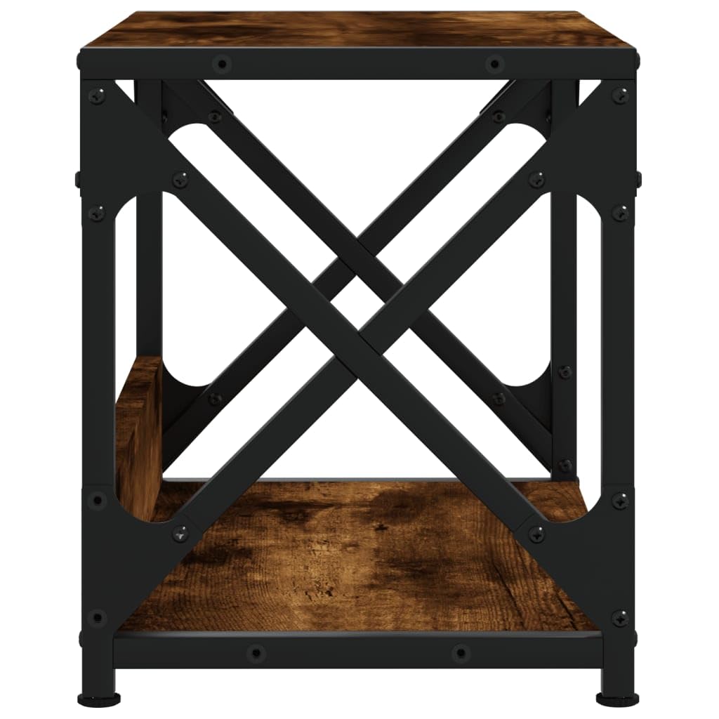 Supporto per stampante con 2 ripiani, supporto da scrivania in legno e struttura in metallo, rovere affumicato, 44 x 26 x 31,5 cm, gambe regolabili per stabilità, multifunzione