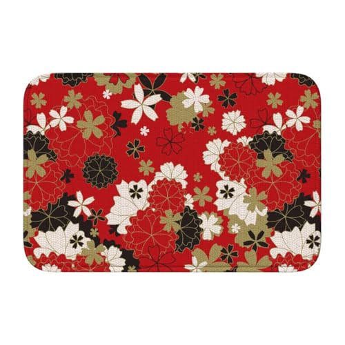 玄関マット 和風 和柄 花 桜 バスマット 室内 屋外 足拭きマット カーペット おしゃれ 北欧 滑り止め付き 洗える ベットルーム 浴室 台所 寝室 業務用 家庭用 40×60cm