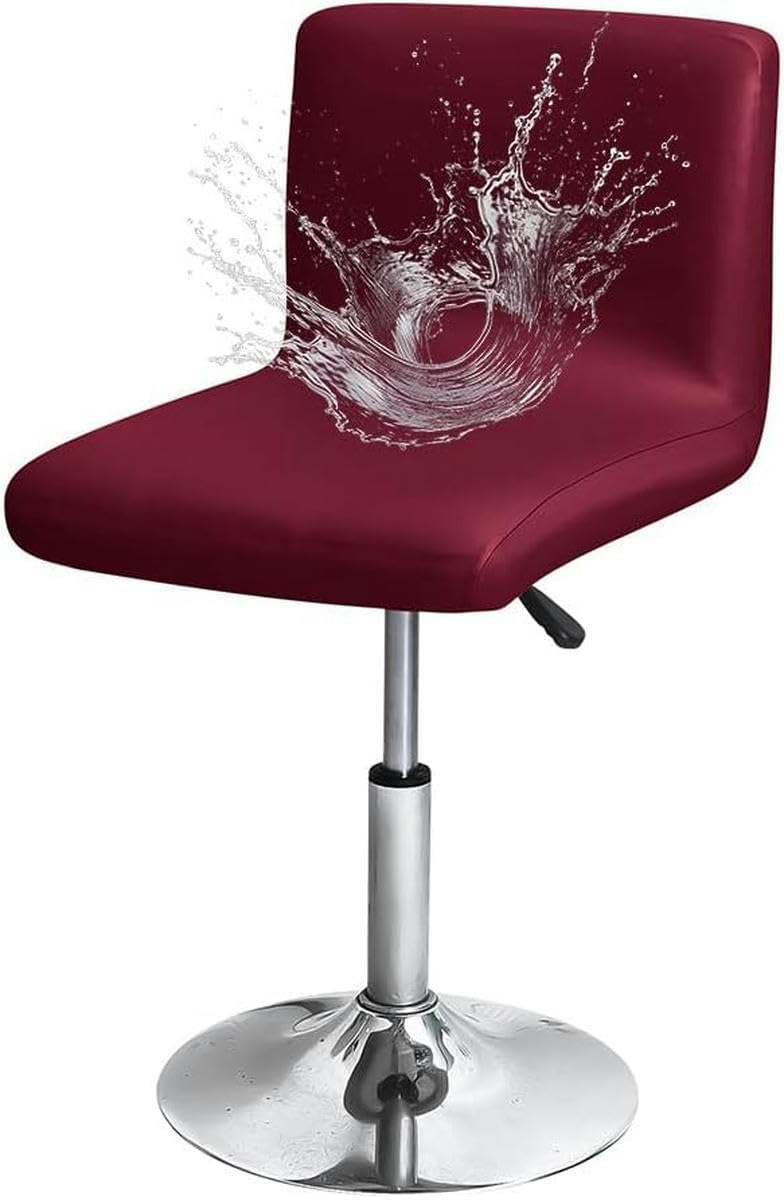 Housse de tabouret de bar avec dossier lot de 4 en PU imperméable pour chaise de cuisine