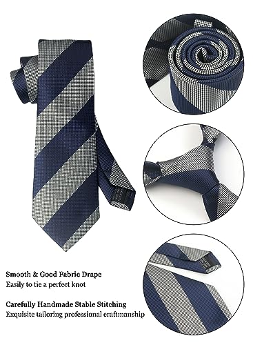 Image of Striped Plaid Polka Dot Mens Tie Formal Necktie Pocket Squares Ties Clips Cufflinks Classic for Men Set