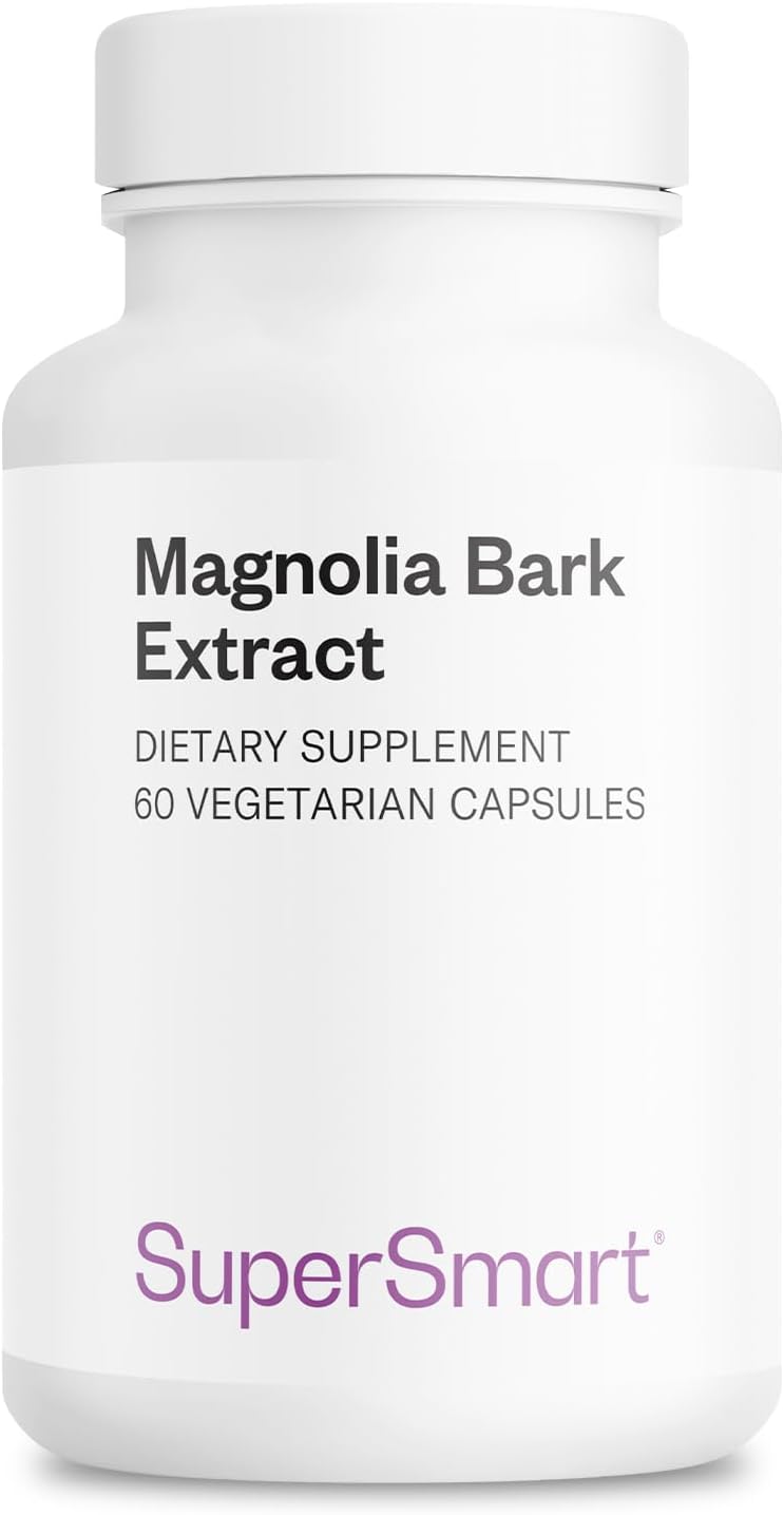 Supersmart - Magnolia Bark Extract (Max Strength) 300mg per Day - 90% Honokiol & Magnolol - Magnolia Bark Supplement | Non-GMO & Gluten Free - 60 Vegetarian Capsules