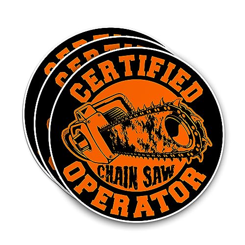(3PCS) Certified Chain Saw Operator Funny Hard Hat Stickers Motorcycle Welding Helmet Decals Toolbox Welder Laborer Foreman Die-Cut Waterproof Vinyl Sticker for Hard Hat Laptop Water Bottle Phone Case
