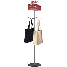 Aulin Metal Shopping Bag Rack with Sign Frame- Heavy Duty Retail Shopping Bag Holder for Store Malls,Vendor,Boutique,Trade Show Display Rack Stand, Detachable & Space-Saving