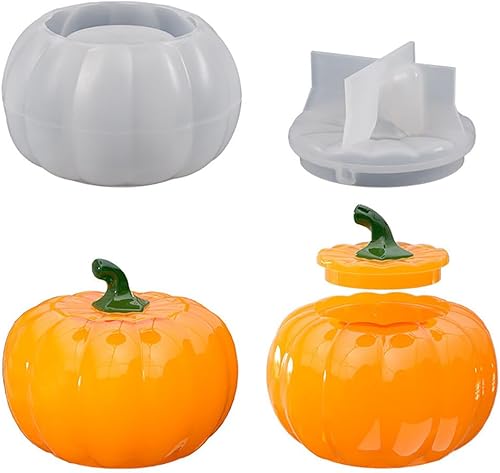 Moldes de silicona para tarro de calabaza, tarro de Halloween con tapa, molde de resina, tarros de caramelo de Halloween, moldes de resina epoxi,