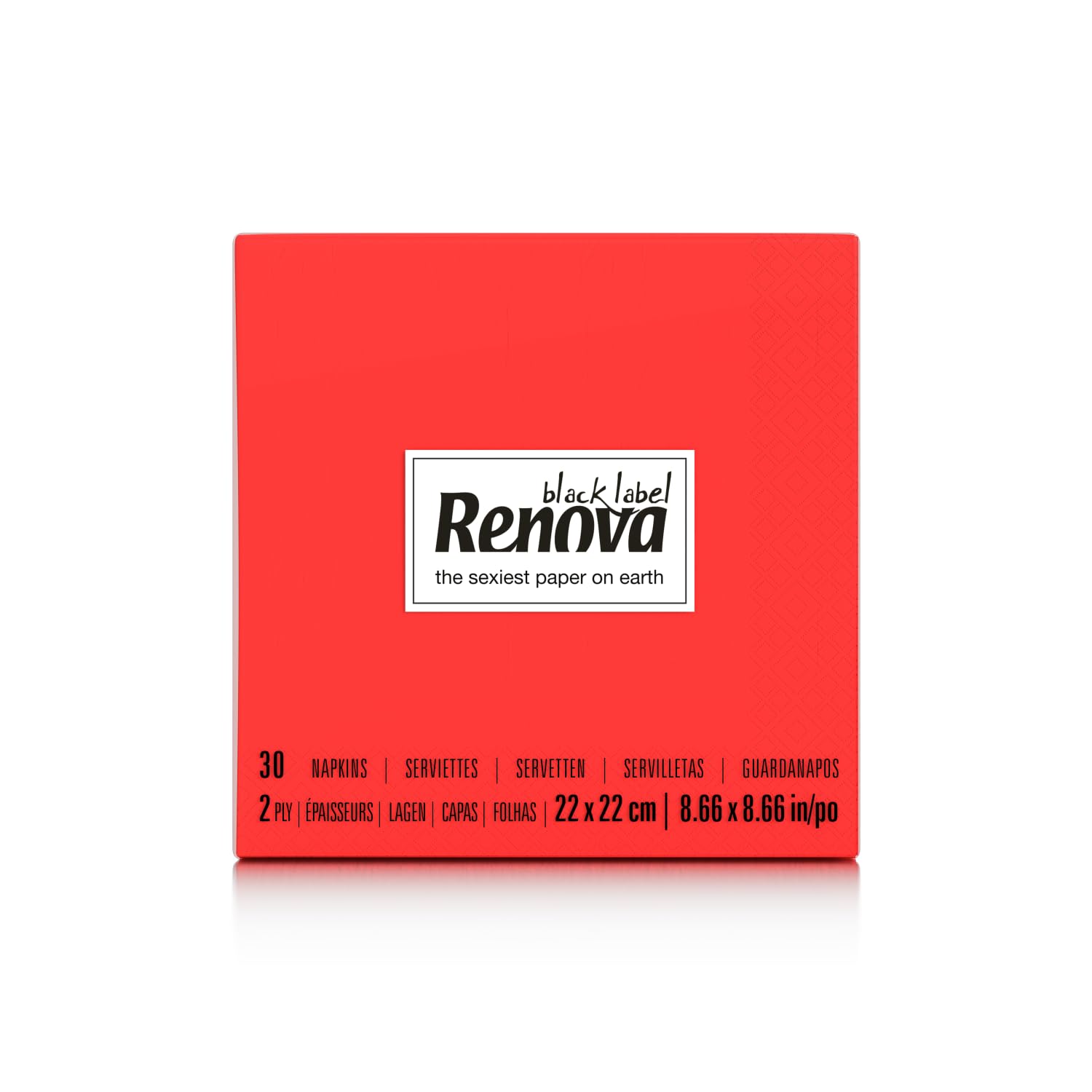 renova 2 ply cocktail paper napkins (22 x 22cm), red color | pack of 30 | black label extra soft and absorbent paper