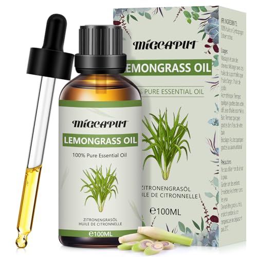 MIGCAPUT Huile Essentielle de Citronnelle 100ML, Huile Essentielle Aromathérapie 100% Naturelle pour Diffuseur, Humidificateur, Huile de Citronnelle de...