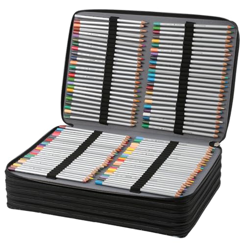 Image of 500 Individual-Slot Colored Pencil Organizer with Zippe - Art Storage Bag for Painters and Artists (Small Slots,Yellow Ink)