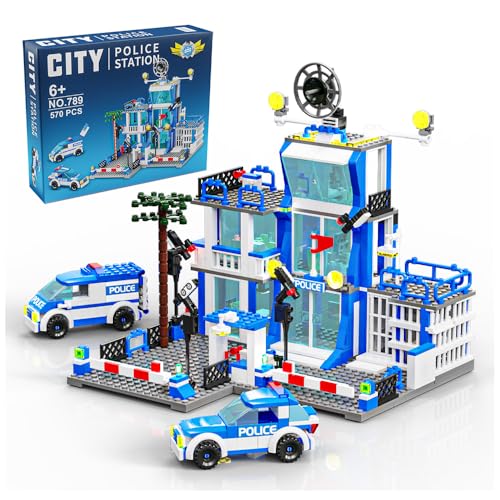 MindBox City Police Station Building Sets, 570pcs City Police Sets Toy Building Bricks Kit for Boys 8-12