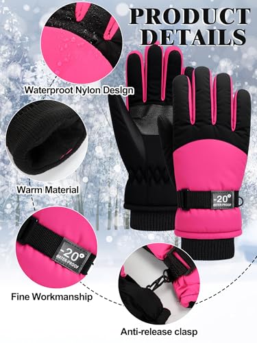 Image of Geyoga Kids Waterproof Winter Snow Ski Gloves for Boy Girl Outdoor Warm Thickening Snowboard Gloves