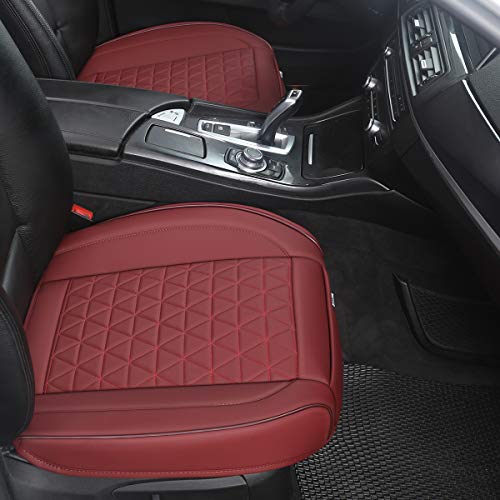Image of Black Panther 1 Pair Luxury Faux Leather Car Seat Covers Front Bottom Seat Cushion Covers, Anti-Slip and Wrap Around The Bottom, Fit 95% of Vehicles - Burgundy