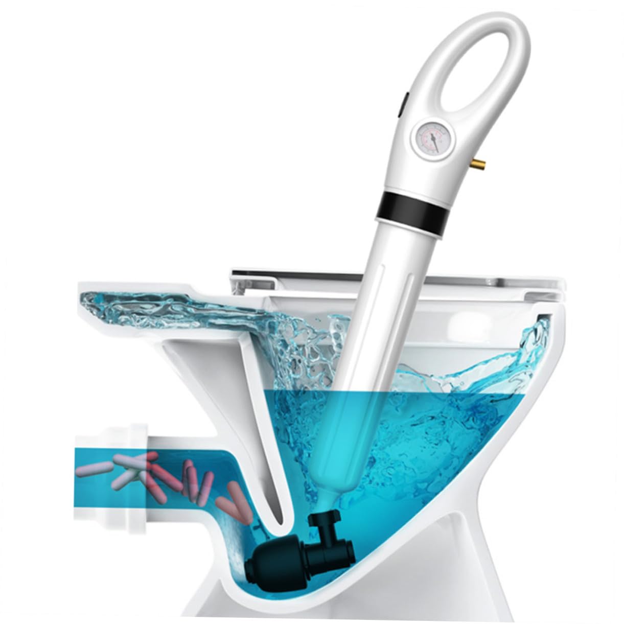 Ventouse de Toilette Poignée Ergonomique et Tête Rotative pour Déboucher