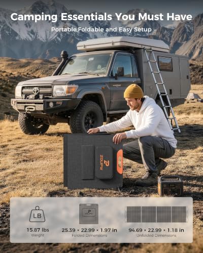 Image of ZOUPW 220W N-Type 16BB Portable Solar Panel for Power Station,Foldable Solar Panel for Jackery 1000 V2 /EcoFlow Delta /Bluetti /Anker Solix,25.6% Efffciency IP67 Waterproof for RV Camping Emergency